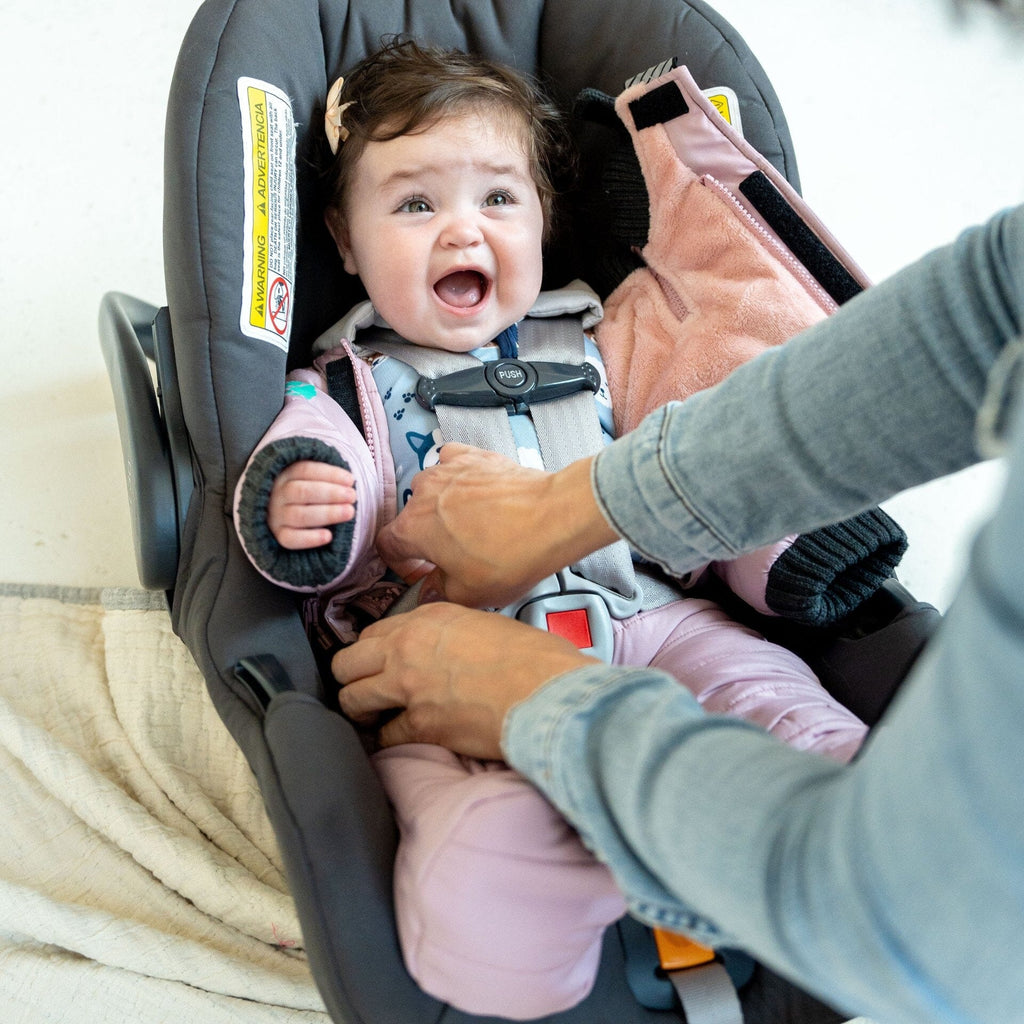 car seat snowsuits for baby boy or girl in pink